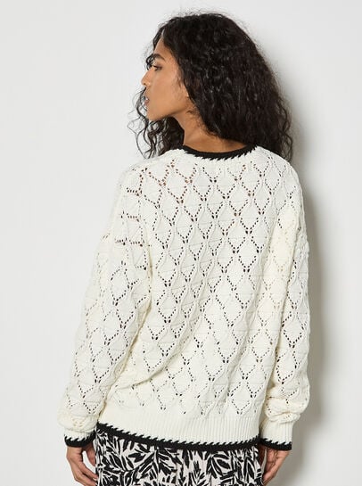 Pointelle Knit Blanket Stitch Jumper
