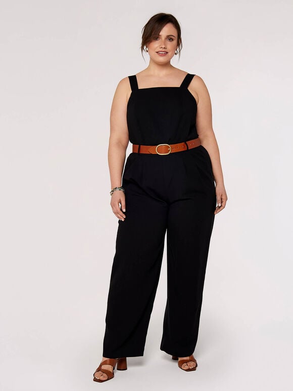 Curve Dungaree Jumpsuit, Black, large
