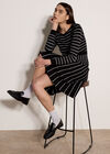 Multi Stripe Knitted Midi Dress, Black, large