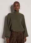 Ribbed Knit Batwing Cape Jumper, Khaki, large