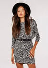 Zebra Cocoon Mini Dress, Grey, large