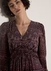 Floral Print Ruffle Midi Dress, Purple, large