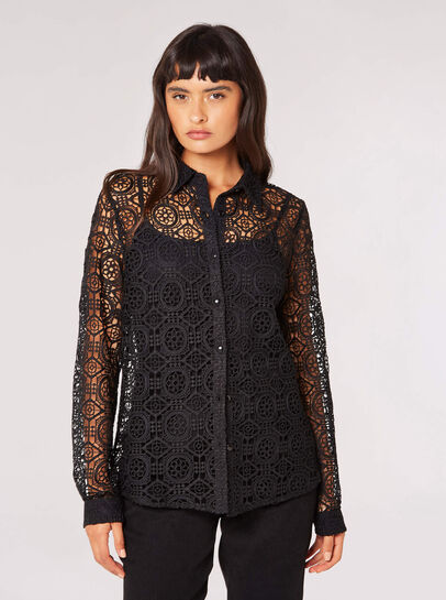 Geometric Guipure Lace Shirt