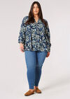 Curve Floral Swirl Blouse, Navy, large