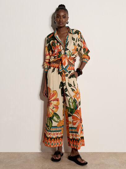 Tropical Floral Print Culotte Trousers