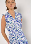 Abstract Spot Ruffle Mini Dress, Blue, large
