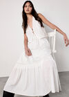 Crochet Lace Tiered Midi Skirt, White, large