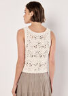 Floral Crochet Tie Front Waistcoat, Cream, large