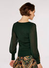 Chiffon Sleeve Knitted Jumper, Green, large