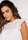 Cutwork Jersey Blouse, White, large