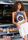 Navy  Psychedelic Diamond Crochet Top, Navy, large