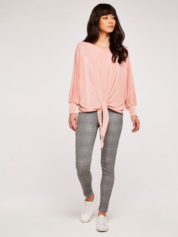 Knot Front Top, Pink, large