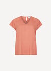 Crochet Insert T-Shirt, Coral, large