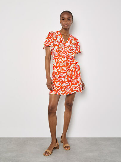 Floral Paisley Wrap Mini Dress