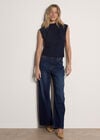 Ruched Shimmer Top, Navy, large