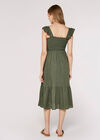 Linen Midi Dress, Khaki, large