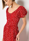 Mini Heart Print Midi Dress, Red, large