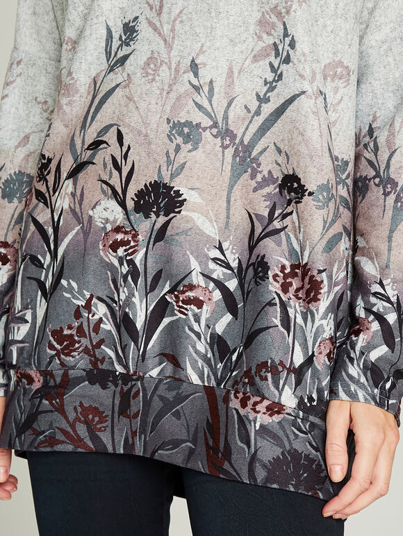Autumnal Meadow Border Top, Pink, large