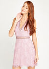 Lace V-Neck Scallop Edge Dress, Lilac, large