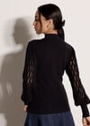 Plait Mesh Sleeve Jumper, Black, large