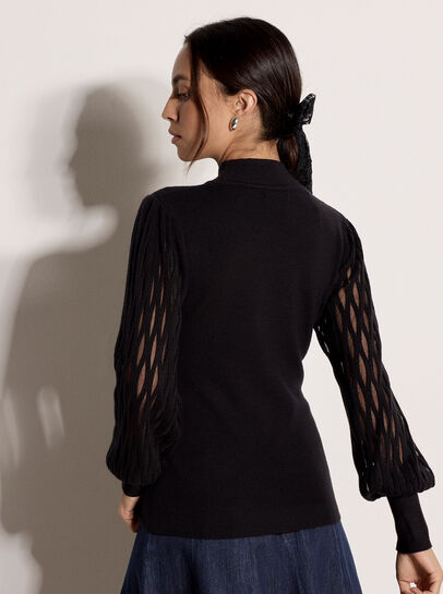 Plait Mesh Sleeve Jumper