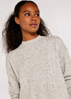 Sequin Embellished Batwing Jumper, Grey, large