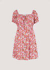 Ditsy Floral Milkmaid Mini Dress, Pink, large