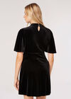 Fit And Flare Velvet Mini Dress, Black, large