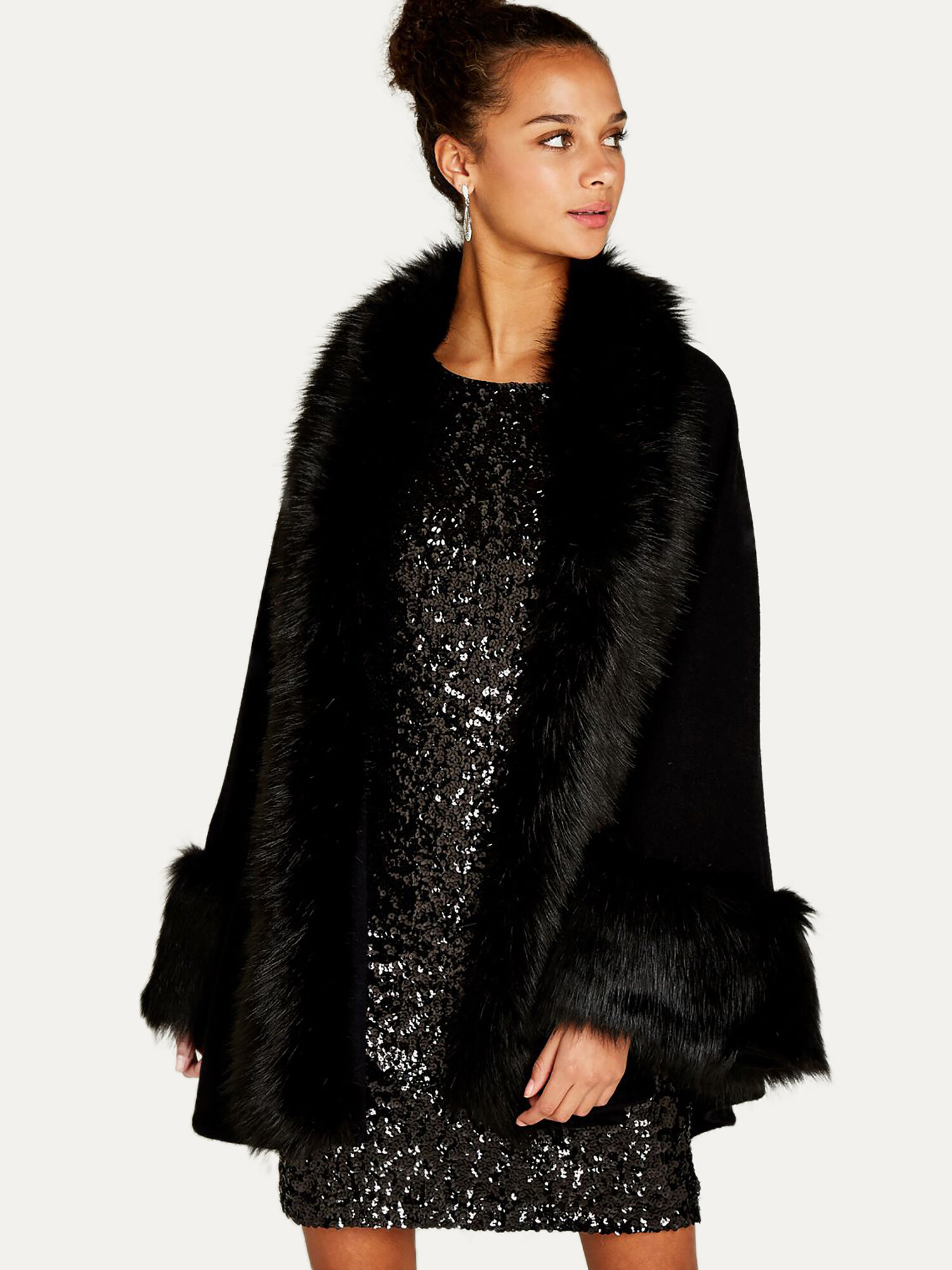 Faux fur black cape shop