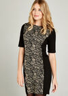 Black Jacquard Illusion Midi Dress, Black, large