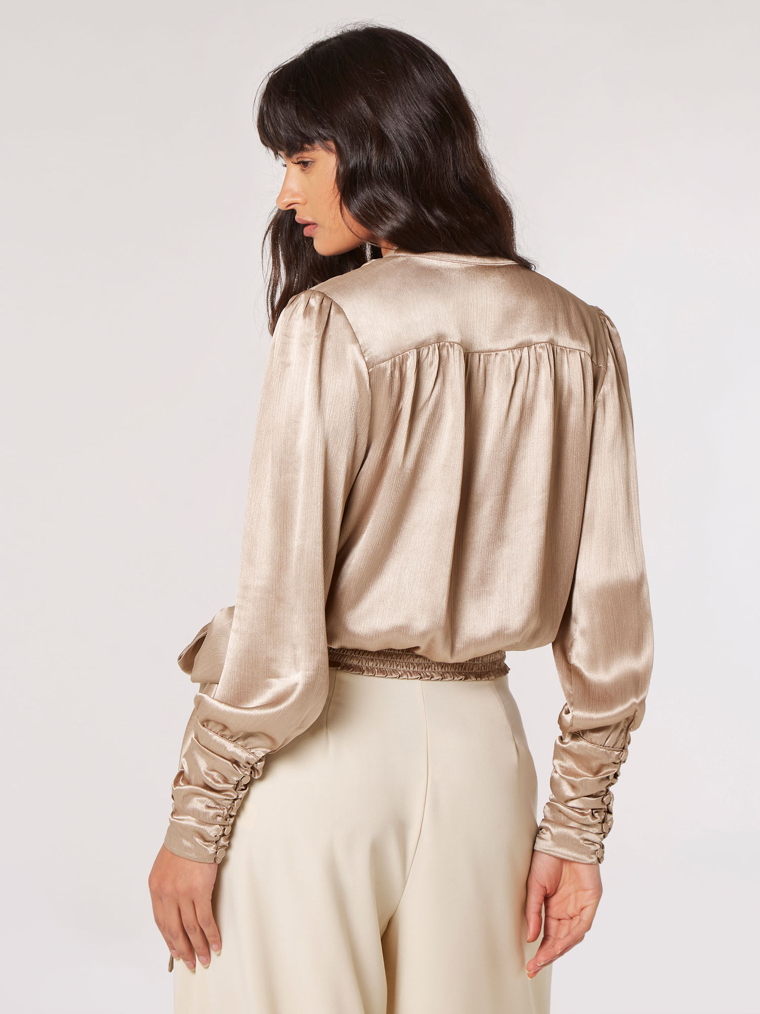 Gold satin hot sale blouse uk
