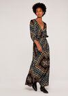 Scarf Print Maxi Dress, Black, large