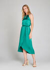 Halter Neck Wrap Dress, Green, large