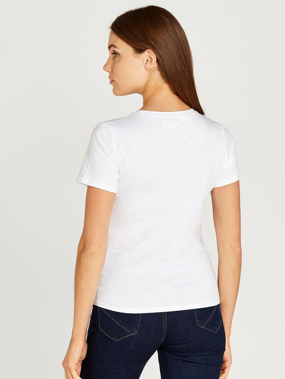 Mon Amour Sequin Word Tee, White, large