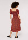 Ditsy Puff Sleeve Midi Dress, Navy, large