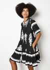 Baroque Print Shirt Mini Dress, Black, large