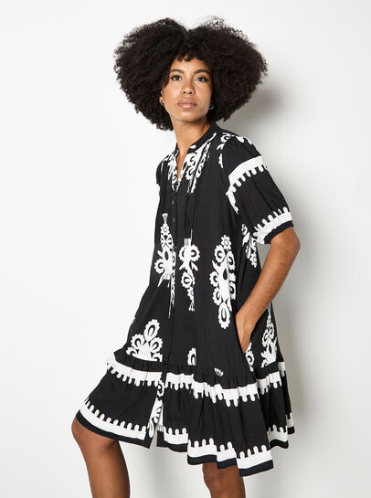 Baroque Print Shirt Mini Dress