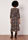 Ornate Paisley Wrap Midi Dress, Black, large