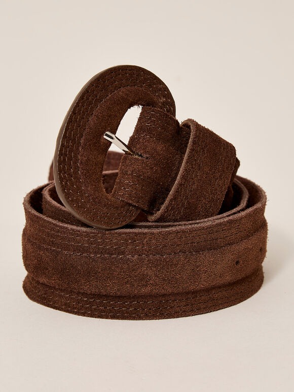Suede Brown Belt, Brown, large