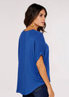 Chevron V Neck Top, Blue, large