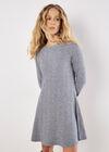 Waffle Knit Swing Mini Dress, Grey, large