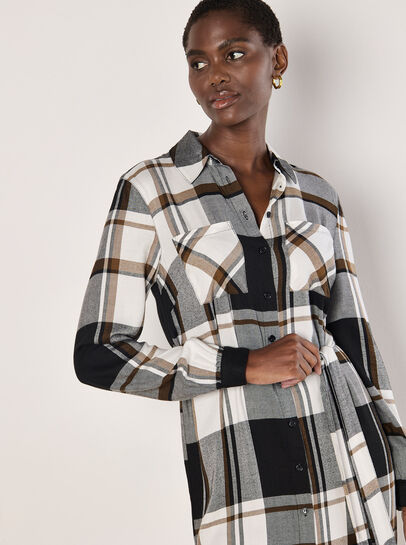 Large Check Shirt Midi Dress