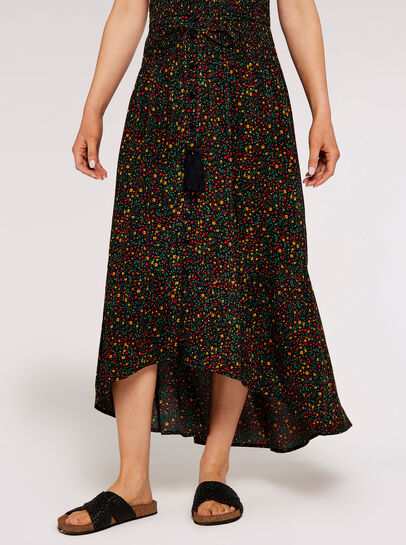 Ditsy Shirred Maxi Skirt