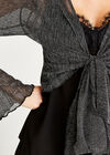 Plisse Long Sleeve Shrug, Black, large