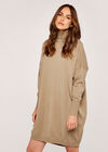 Roll Neck Knit Jumper Dress, Stone, large