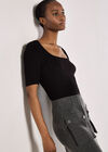 Pinstripe Cargo Midi Skirt, Black, large