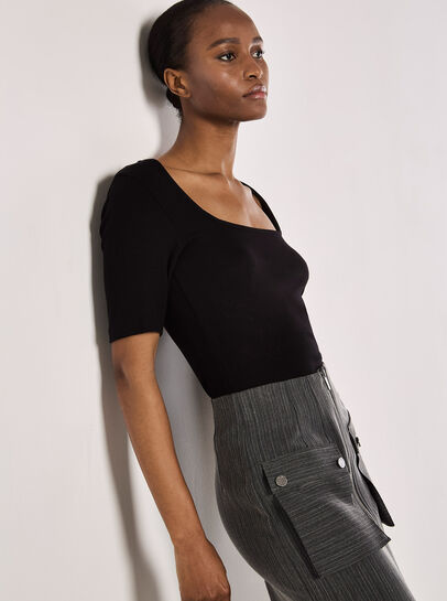 Pinstripe Cargo Midi Skirt