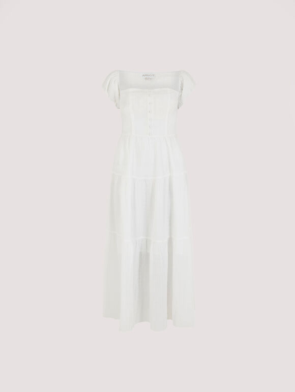 Self Check Midi Dress, White, large