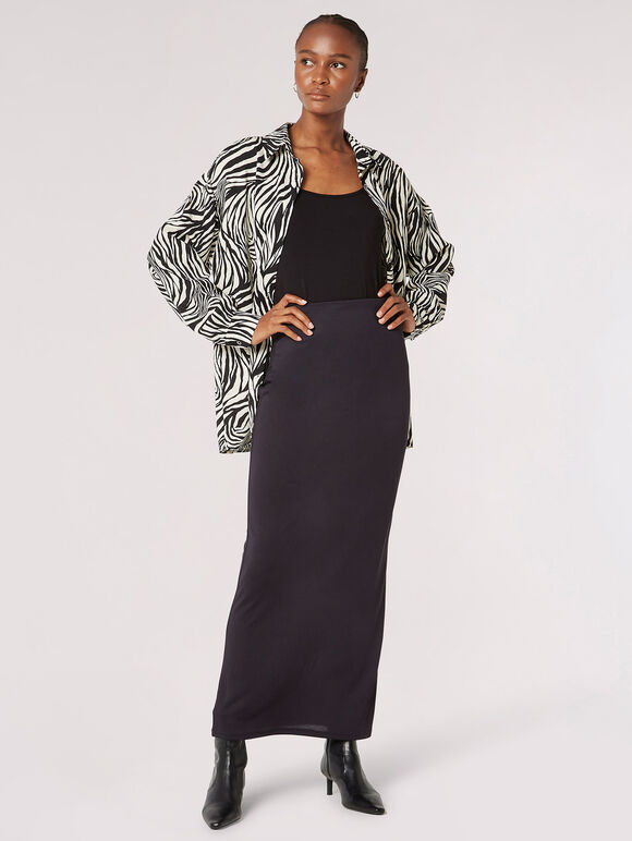 Zebra Swirl Oversized Shirt, Black, large