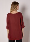 Soft-Touch Batwing Waffle Knit Top, Burgundy, large